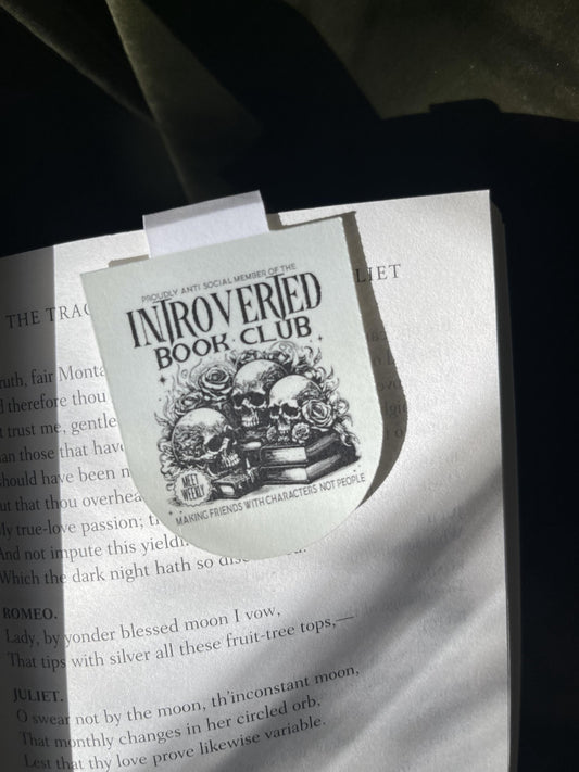 Introverted Book Club Magnetic Bookmark | Dark Academia Bookmark | Introvert Reader Gift | Gothic Bookish Art