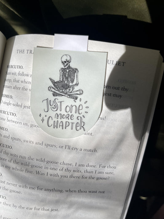 Just One More Chapter Magnetic Bookmark | Skeleton Reader Bookmark | Funny Bookish Gift | Late Night Reading