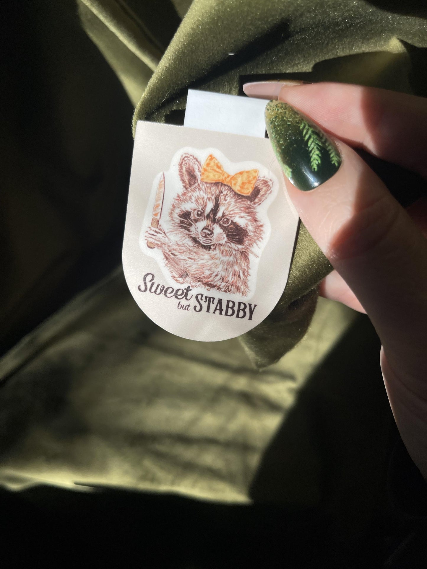 Sweet but Stabby Magnetic Bookmark | Raccoon Bookmark | Cute But Deadly Bookish Gift