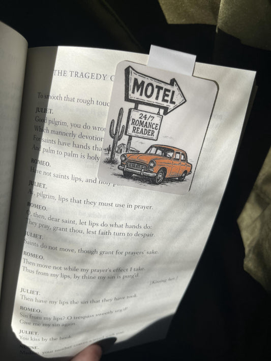 24/7 Romance Reader Magnetic Bookmark | Romance Bookish Gift | Vintage Motel Aesthetic | Smut Reader