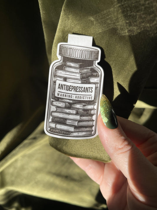Books are My Antidepressants - Magnetic Bookmark | Book Lover Humor Bookmark | Reader Mental Health Art